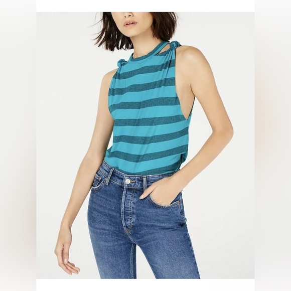 ✨ Free People We The Free The Twist Coral Light Striped Tank Top - Picture 11 of 11